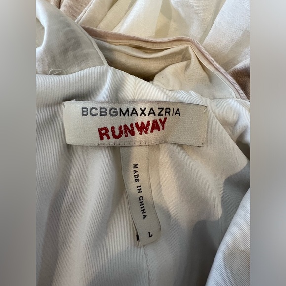 New BCBG Max Azria Runway Bubble Hem Dress Twist Back L Ivory Pink - Picture 7 of 8